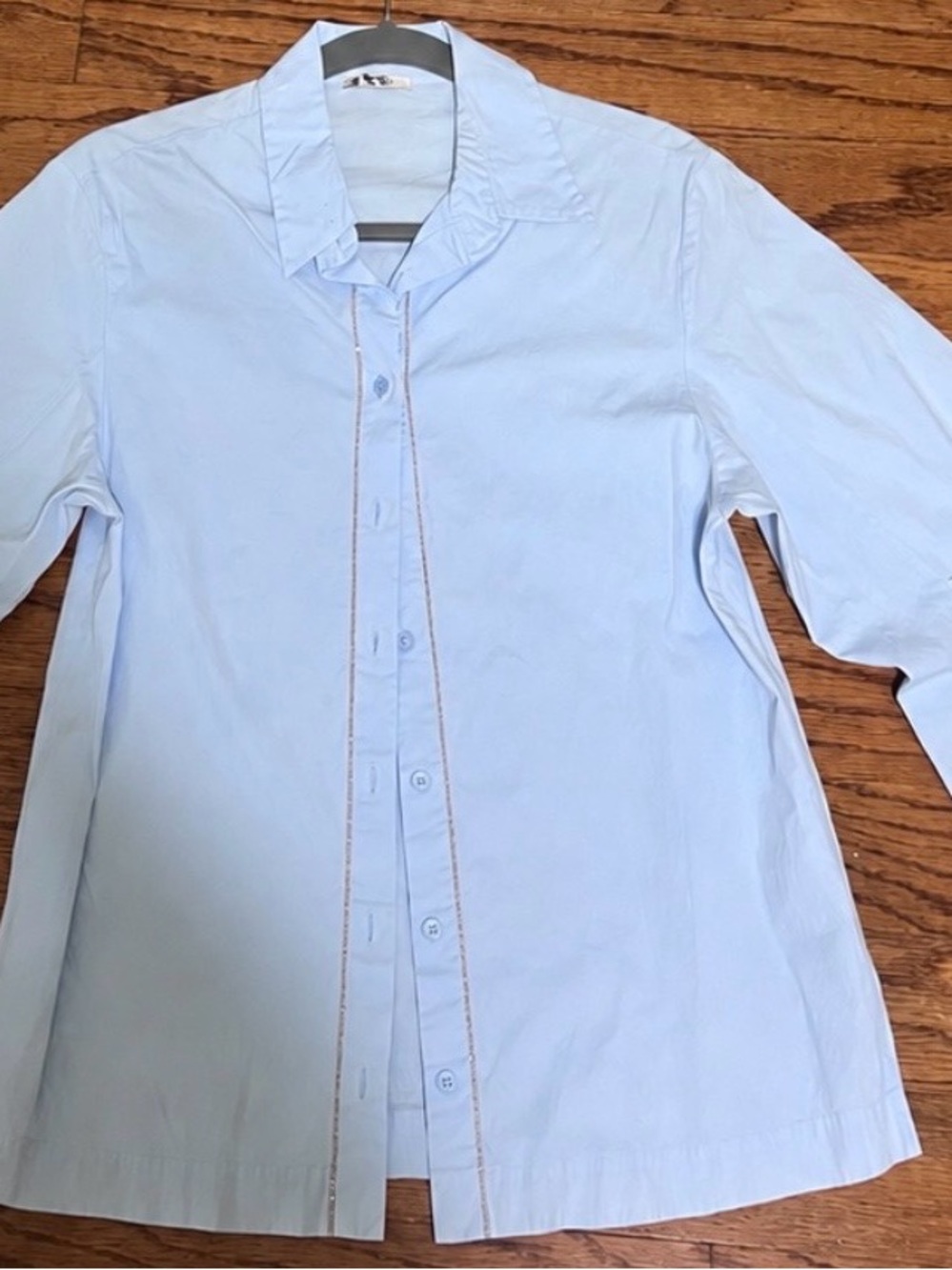 Peserico Women’s Baby Blue Button Front Blouse Shirt Size 40